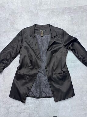 Grass collection Black Satin Single-Button Women's Blazer